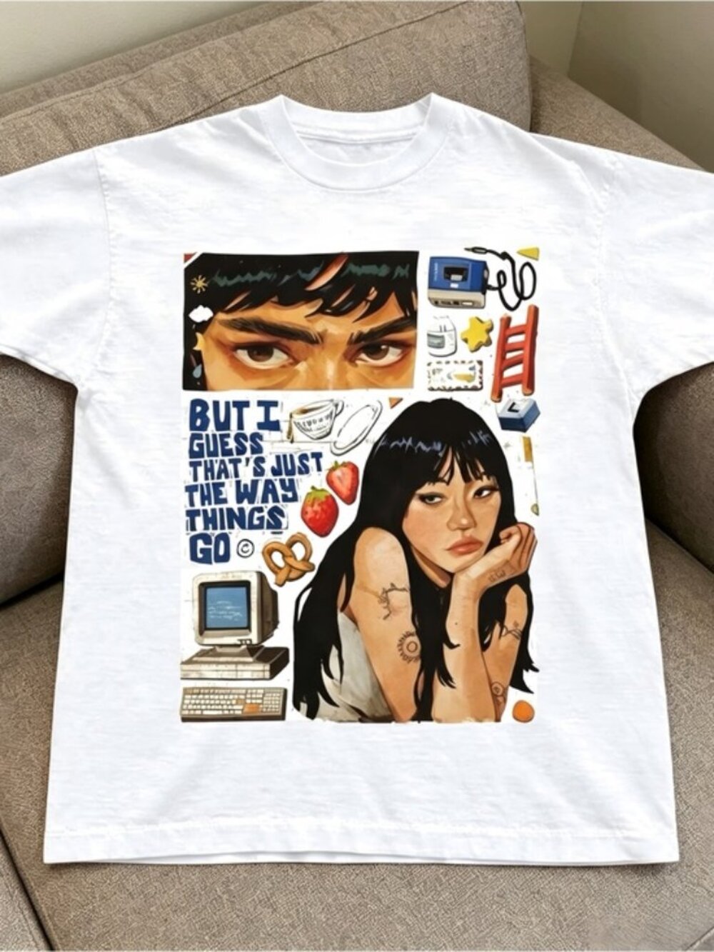 White Women Men T-shirt unisex with a girl graphic, unique design.